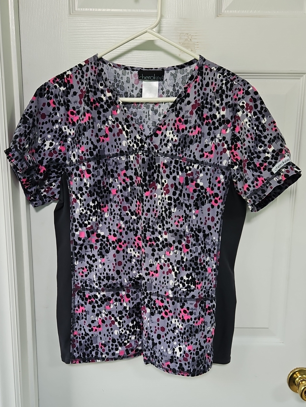 Cherokee Short Sleeve V-Neck Scrub Top - Pink, Gray, Black